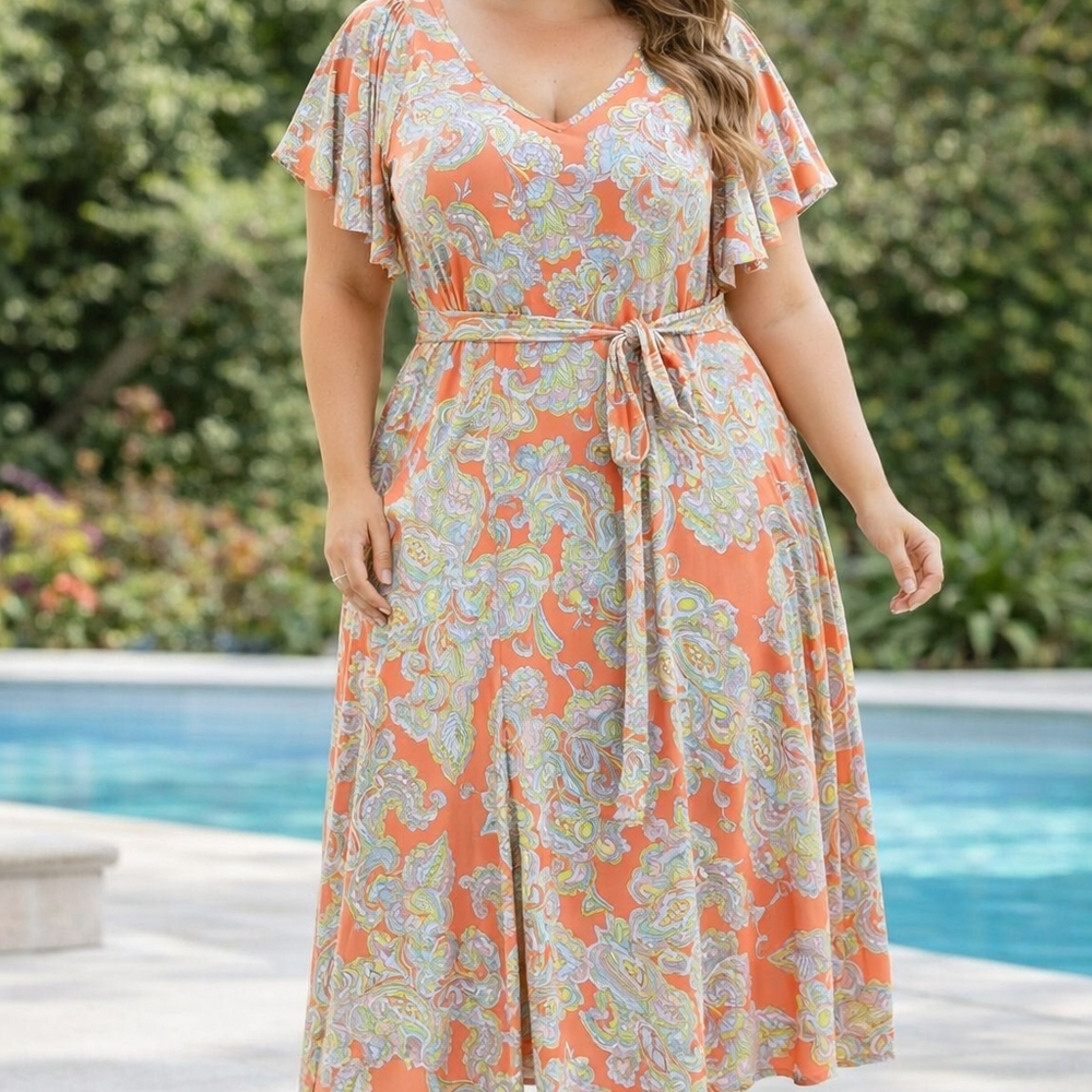 Nine West Orange and Gray Maxi Dress - Picture 3 of 3